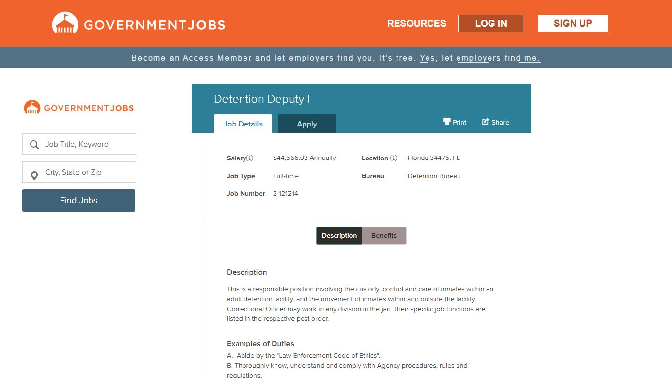 Detention Deputy I | Government Jobs
